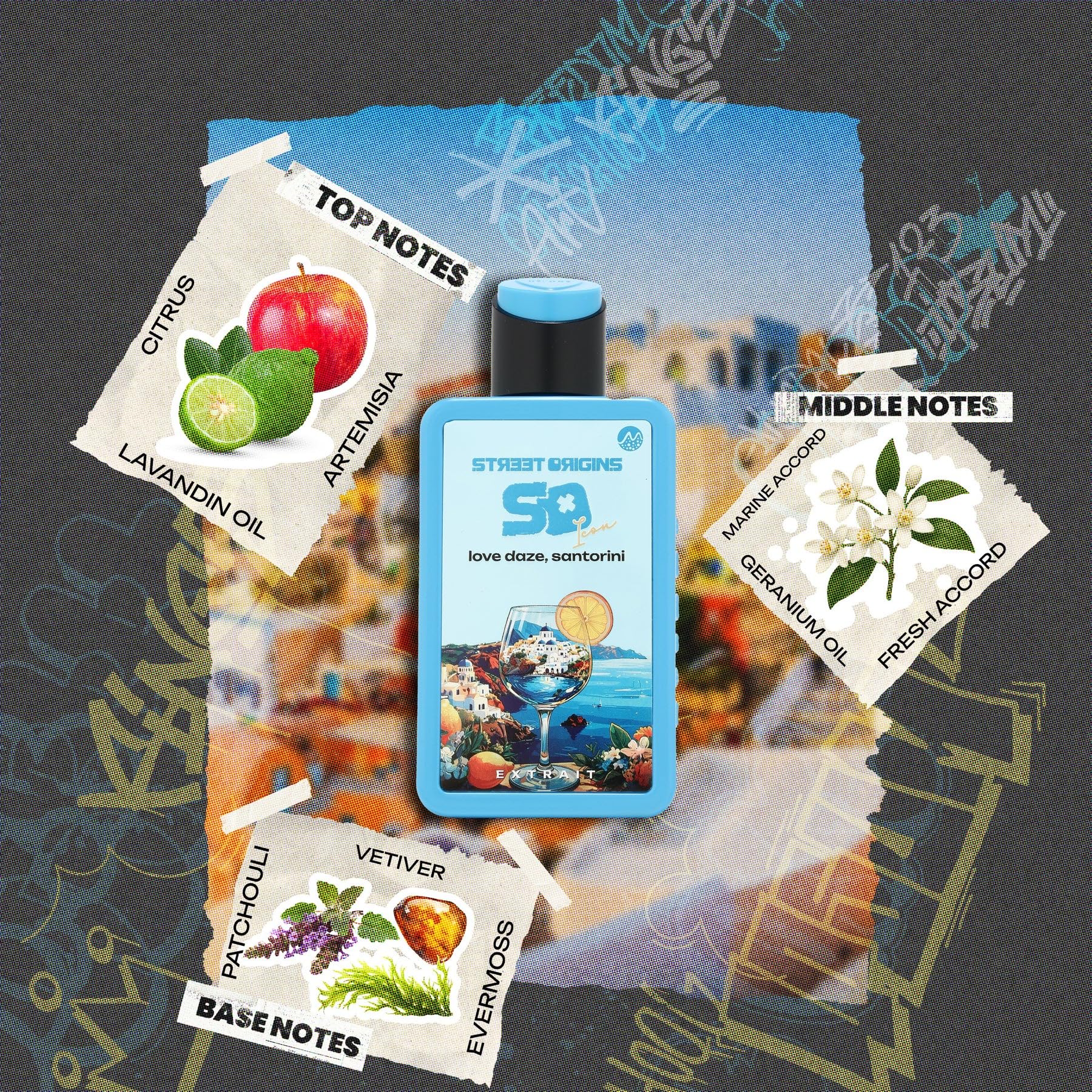 Love Daze Santorini, Profumo Unisex, Aromatico Acquatico, Note di Agrumi e Lavanda, 75ml