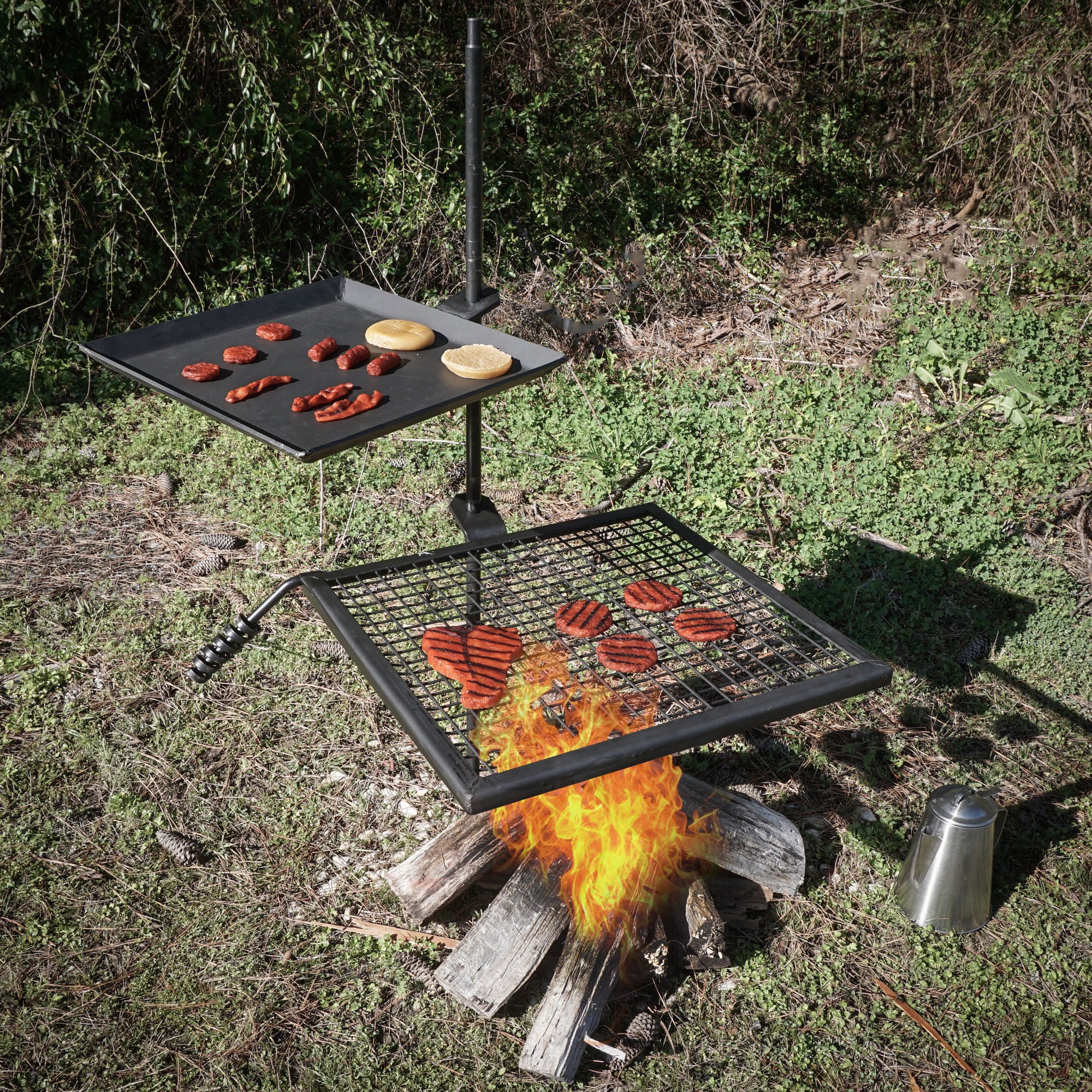 TITAN GREAT OUTDOORS Adjustable Swivel Grill, Steel Mesh Cooking Grate