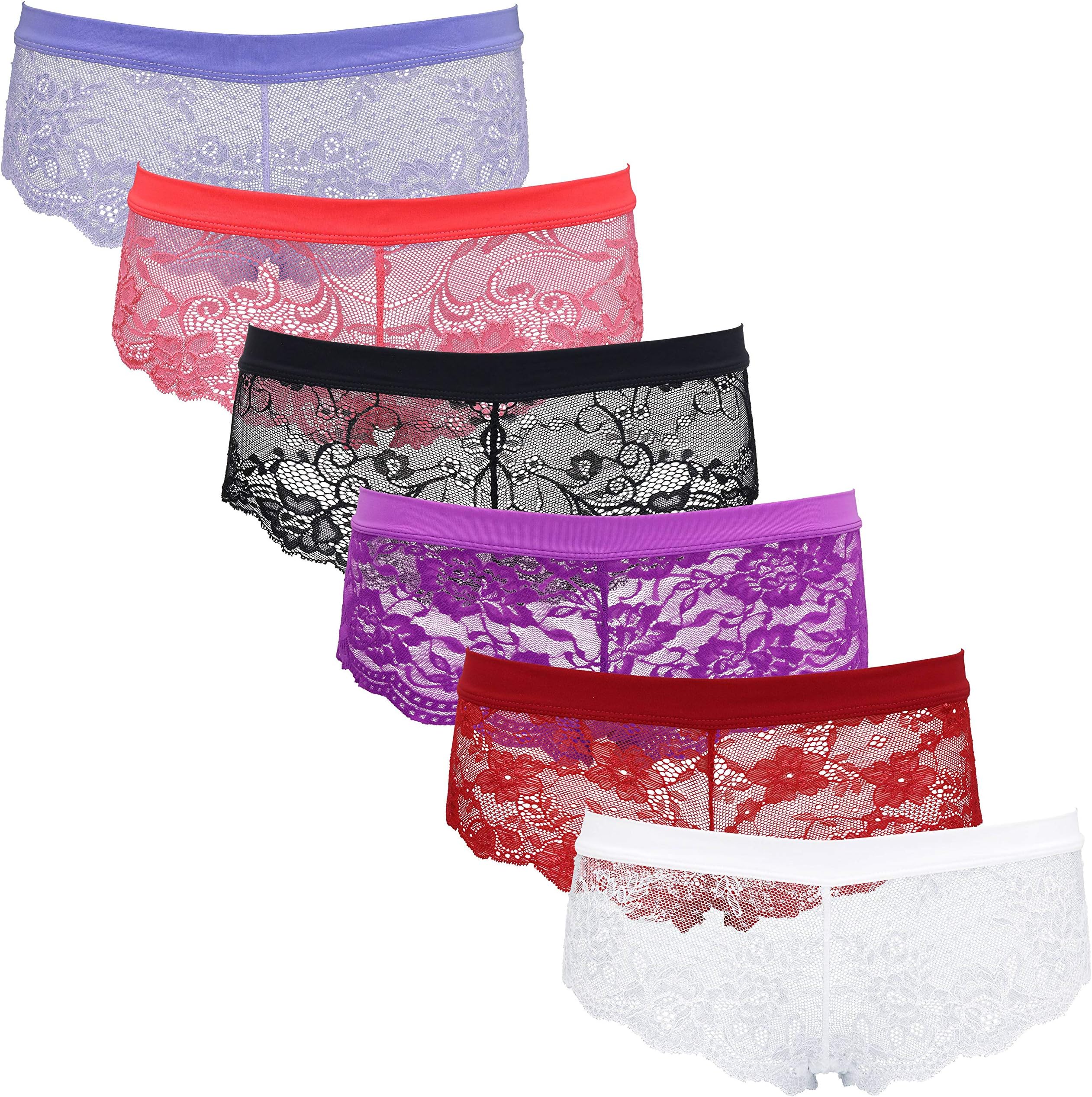 Curve Muse Womens Floral Lace Boyshorts Hipsters Brief Underwear Panties