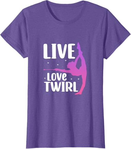 Miniatura 5 de Twirl Baton Twirling Twirler Majorettes T-Shirt Black,Navy Blue,Asphalt Grey,Baby Blue,Cranberry Red,Red,Kelly Green,Brown,Olive Green,Dark Heather