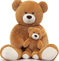 Vista 11 de MorisMos Oso de peluche decorativo con bebé para baby shower, oso suave de 39 pulgadas, regalo para cumpleaños, niños y niñas, recuerdo de fiesta