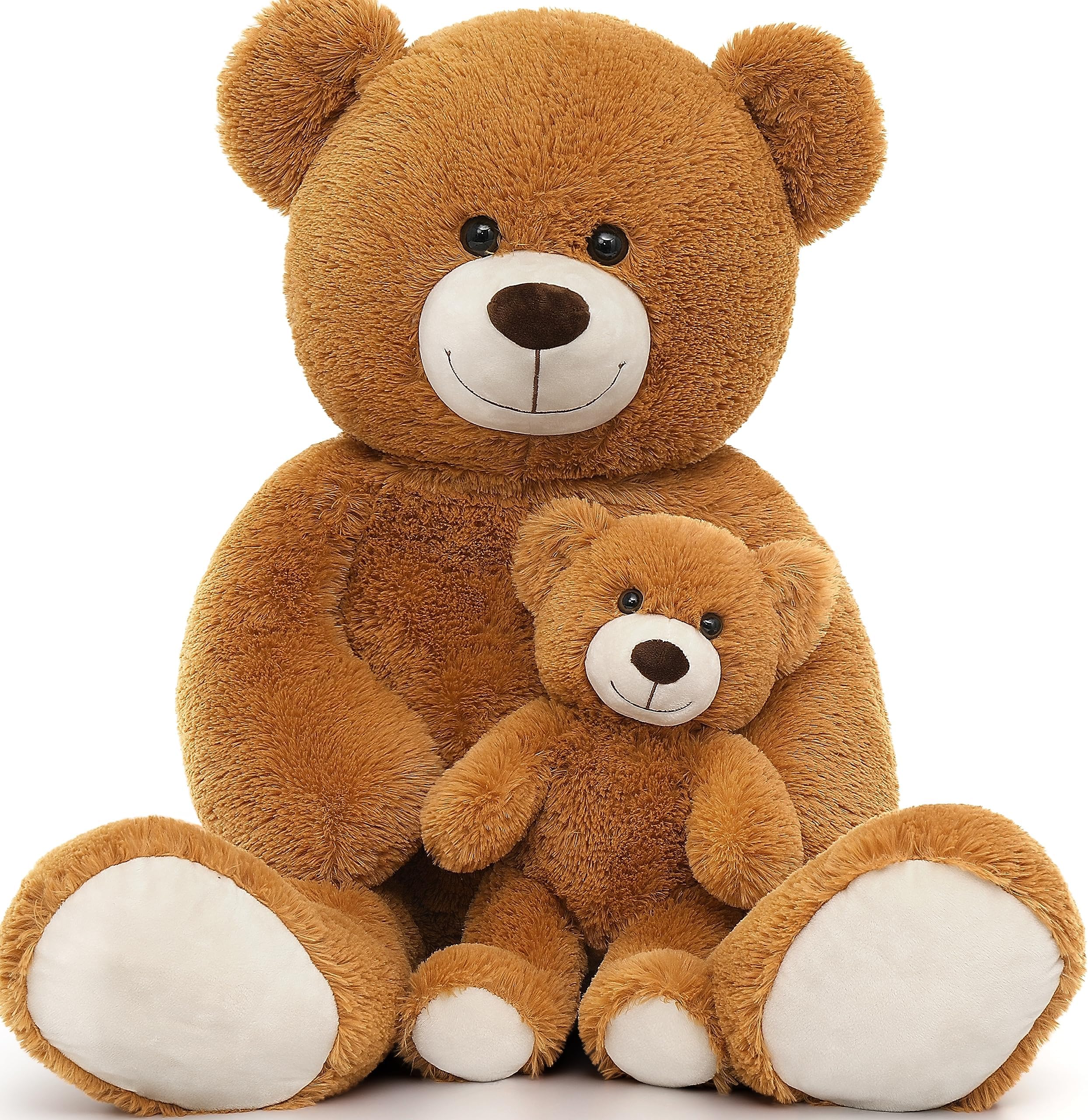 MorisMos Mom and Baby Giant Teddy Bear, 39inch Soft Large Teddy Bears Stuffed Animal Plush for Baby Shower, Brown