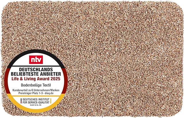 Waschbare Fußmatte 40x60 cm beige - Saugstark & rutschfest