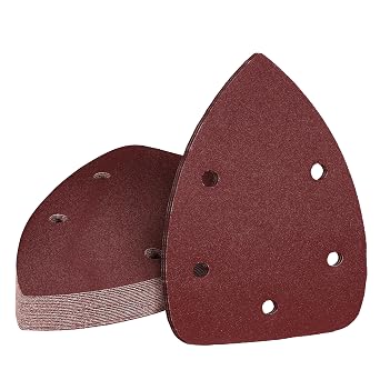 80 Grit Mouse Sander Sandpaper, Jamiikury 5 Hole Detail Sander Sandpaper Palm Sander Paper Mouse Sanding Pads Hook and Loop Sanding Sheets - Pack of 20