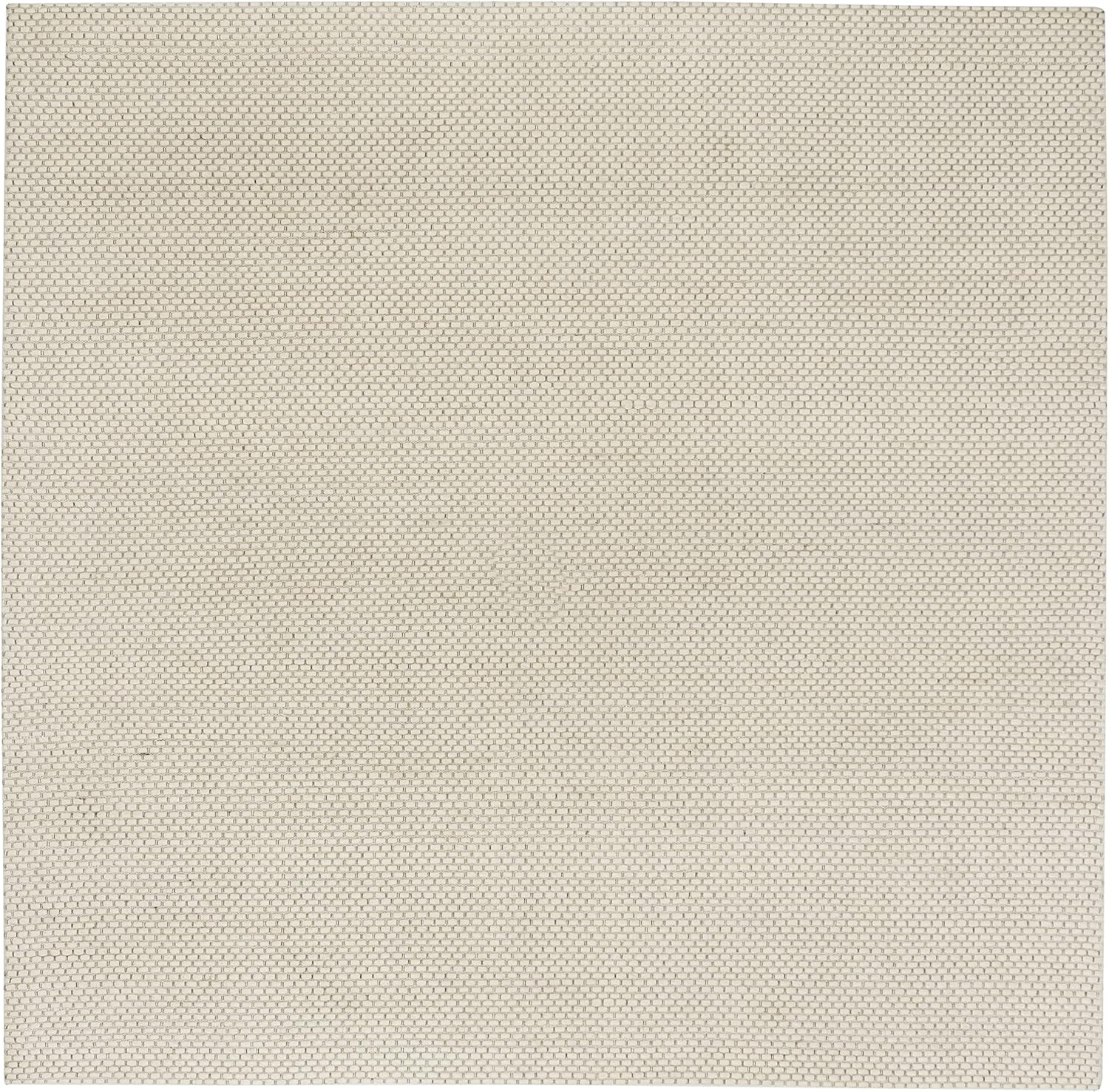 SAFAVIEH Natura Collection Area Rug - 6' Square, Ivory, Handmade Solid Wool, Ideal for High Traffic Areas in Living Room, Bedroom (NAT801A)