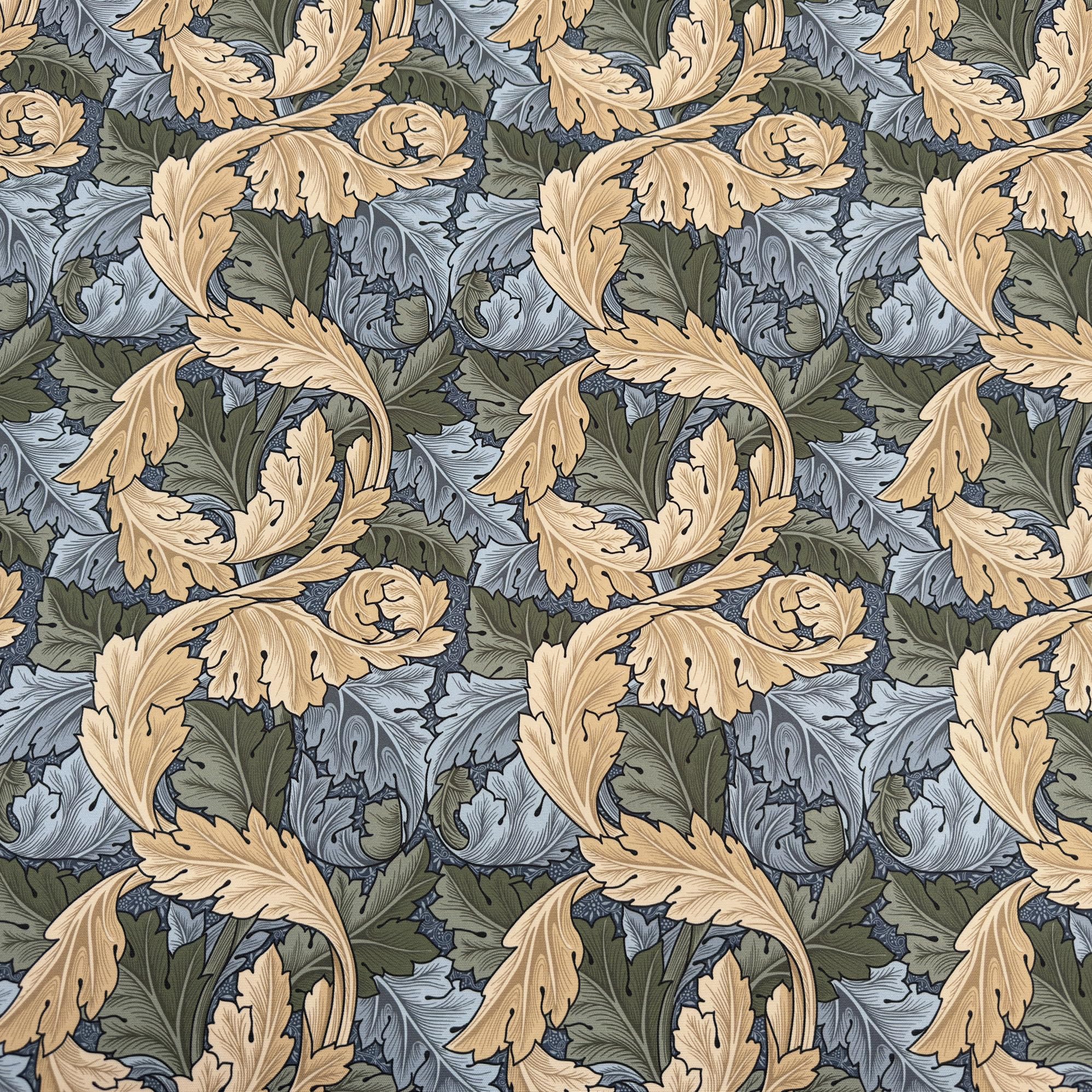 William Morris Acanthus Azure Waterproof 500D Canvas Fabric, Heavy Duty PU Coated Outdoor Material for Garden Upholstery, Covers, Bags & DIY, 2 Metre (200cm x 148cm)