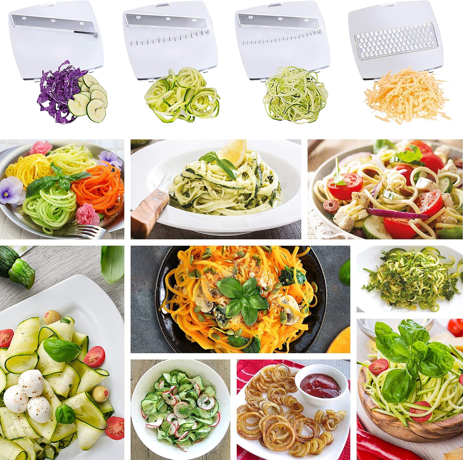Mueller Spiral-Ultra Multi-Blade Spiralizer, 8 into 1 Spiral Slicer, Heavy Duty Salad Utensil, Vegetable Pasta Maker and Mandoline Slicer for Low Carb/Paleo/Gluten-Free Meals