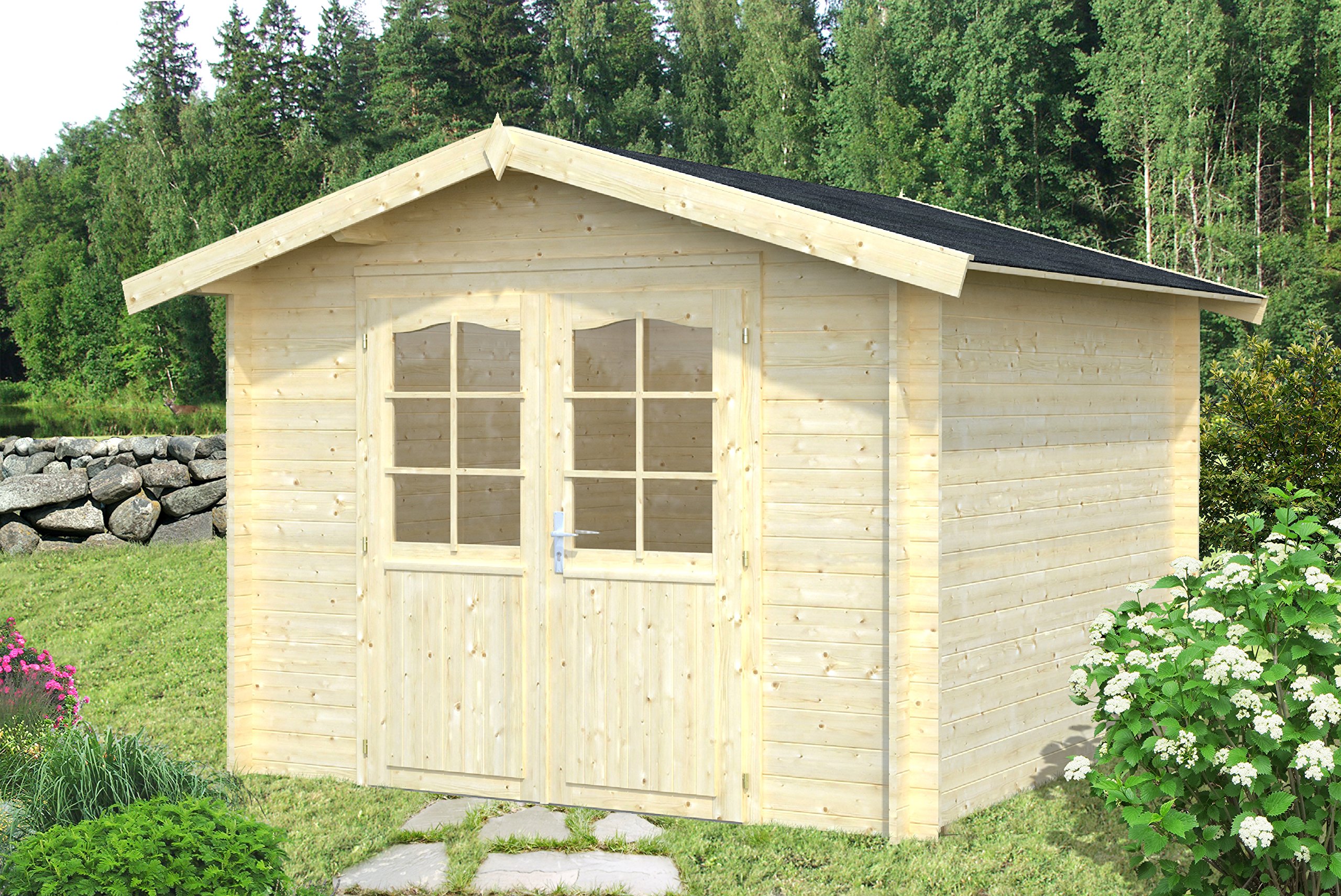 Palmako Blockbohlenhaus Lotta 7,3 28 mm natur