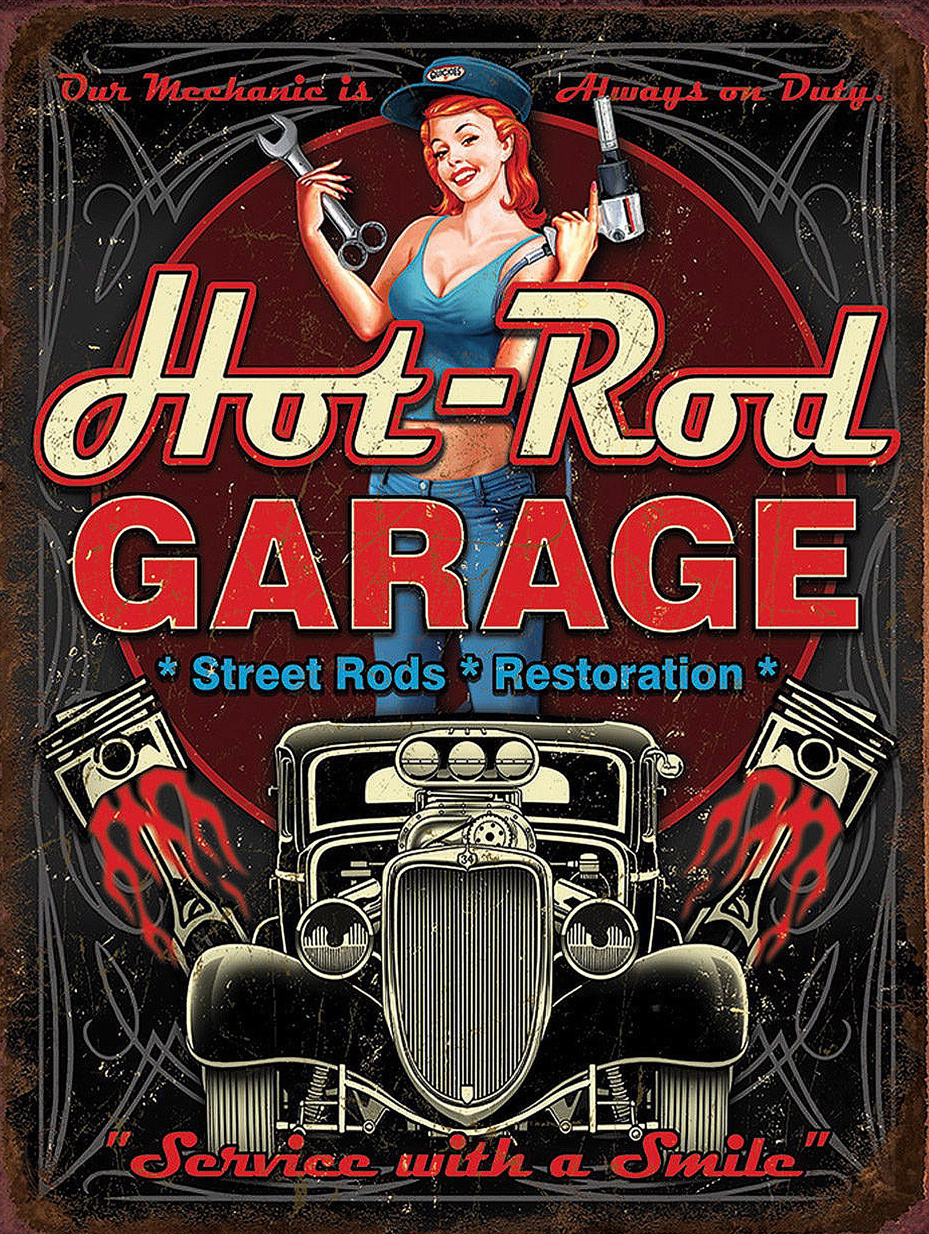 Shawprint Limited HOT ROD GARAGE METAL FRIDGE MAGNET 100MM X 75MM (108F)
