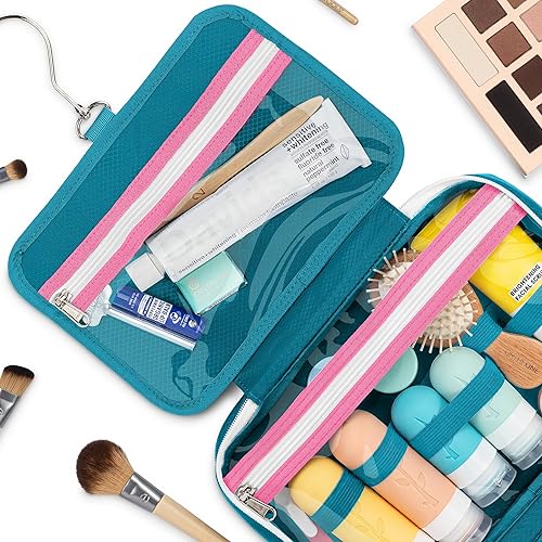 Miniatura 2 de Eco Sun Neceser de viaje colgante  Diseñado en Hawái  Organizador de viaje resistente al agua para accesorios de baño, Verde AzuladoRosa Encendido,