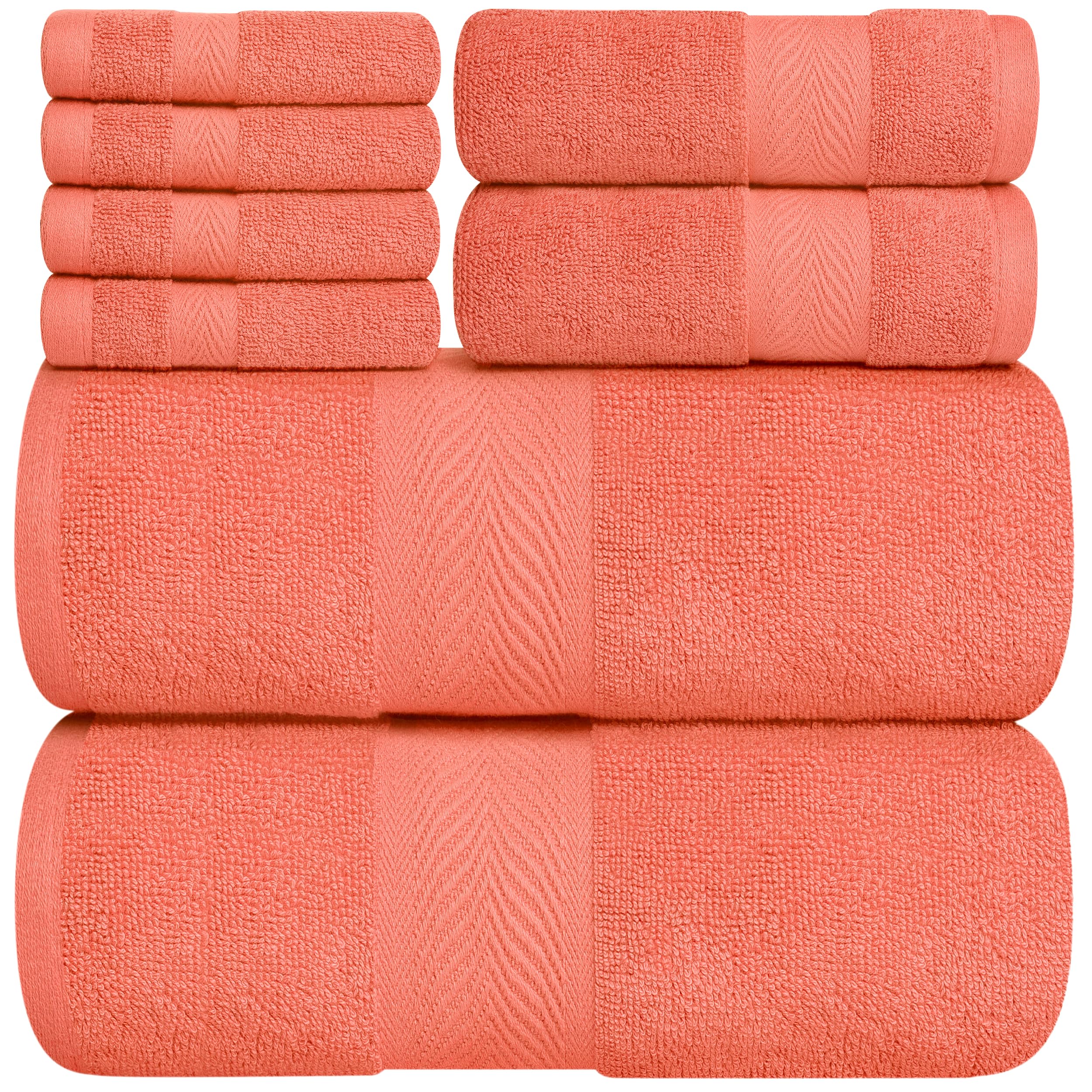 Oakias Set di asciugamani di alta qualità, 600 g/m², 8 pezzi, 100% cotone filato ad anello, altamente assorbenti, set di asciugamani da bagno super morbidi, qualità alberghiera, orlo con doppia