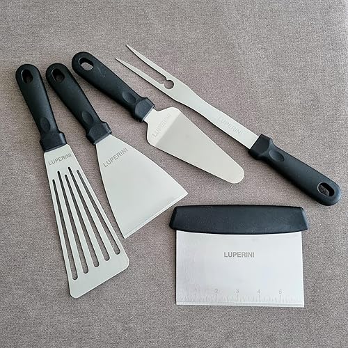 Miniatura 3 de LUPERINI. Juego de volteador para barbacoa, juego de acero inoxidable, espátula de parrilla para carne, pescado, huevo, panqueque, hamburguesa y