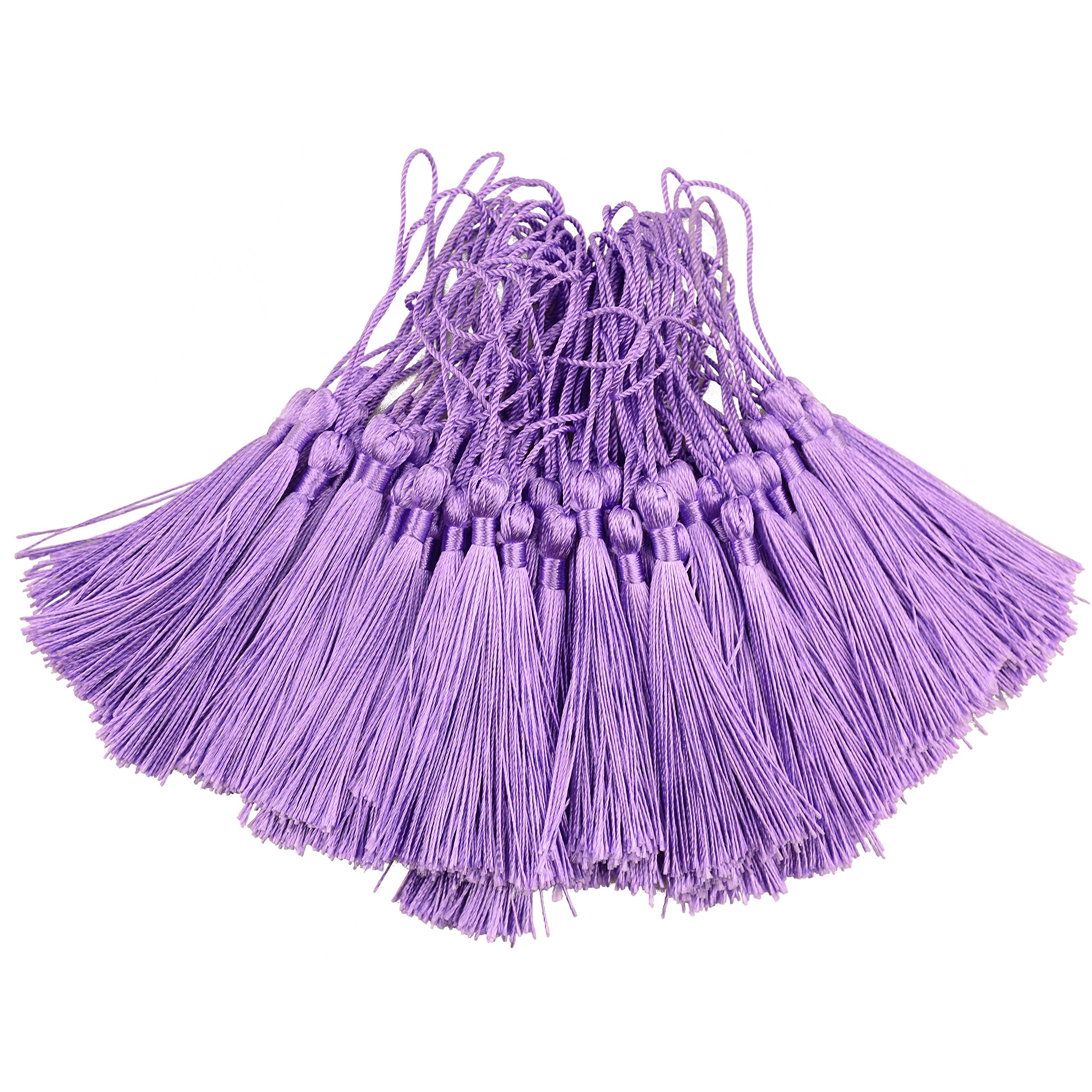100Pcs 5 Inch Silky Bookmark Tassels for Jewelry, Souvenir(Purple)