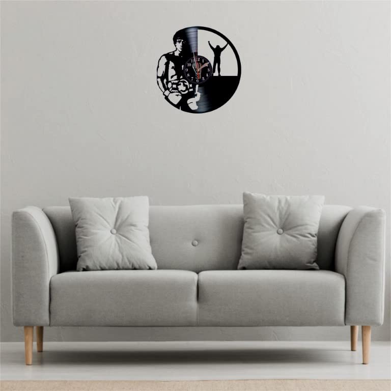 VINY WOODY ItaloAmerican Boxer Large Clock Action Drama Love History Wall Decor Vinyl Disc Clock, Black/White, 12" - Image 3