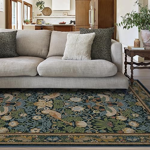 Miniatura 2 de RUGGABLE x Morris & Co - Alfombra lavable perfecta para sala de estar, dormitorio, cocina, antideslizante, apta para niños, resistente a las manchas