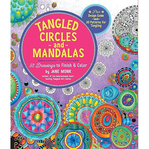 Tangled Circles and Mandalas: 52 Drawings to Finish and Color--Plus Design Guide and 30 Patterns for Tangling (Tangled Color and Draw)