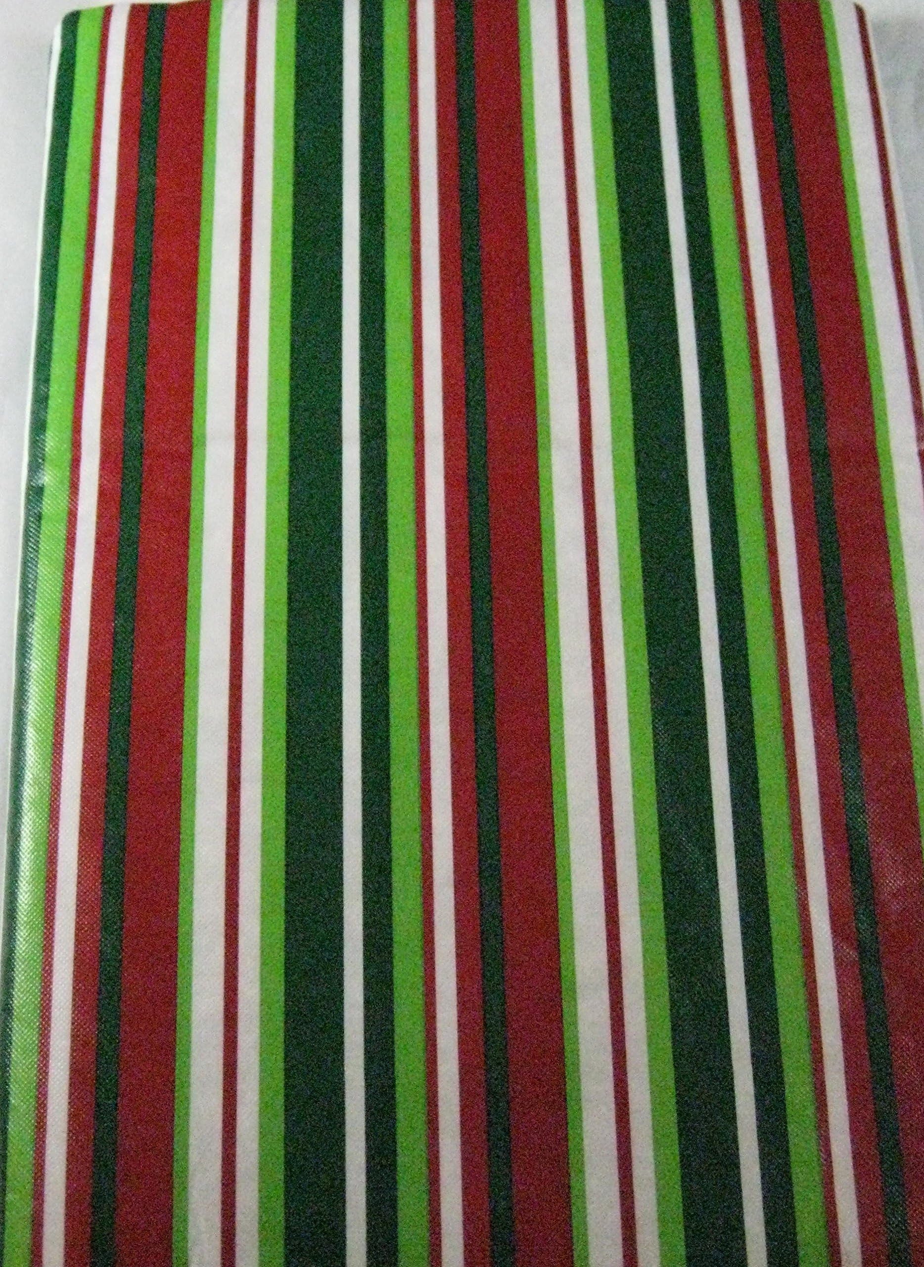 Dining Fashions Happy Holidays Flannel Back Vinyl - Christmas Stripe 60 Round