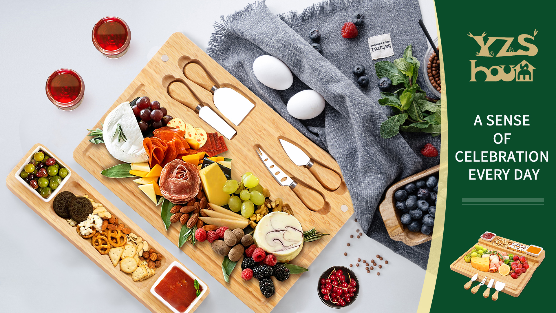 Amazon.com: Charcuterie Boards and Knife Set - Bamboo Cheese Board