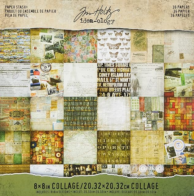 Tim Holtz ADTH93054 idea-ology Collage Mini Stash,Beige,8x8 Inches