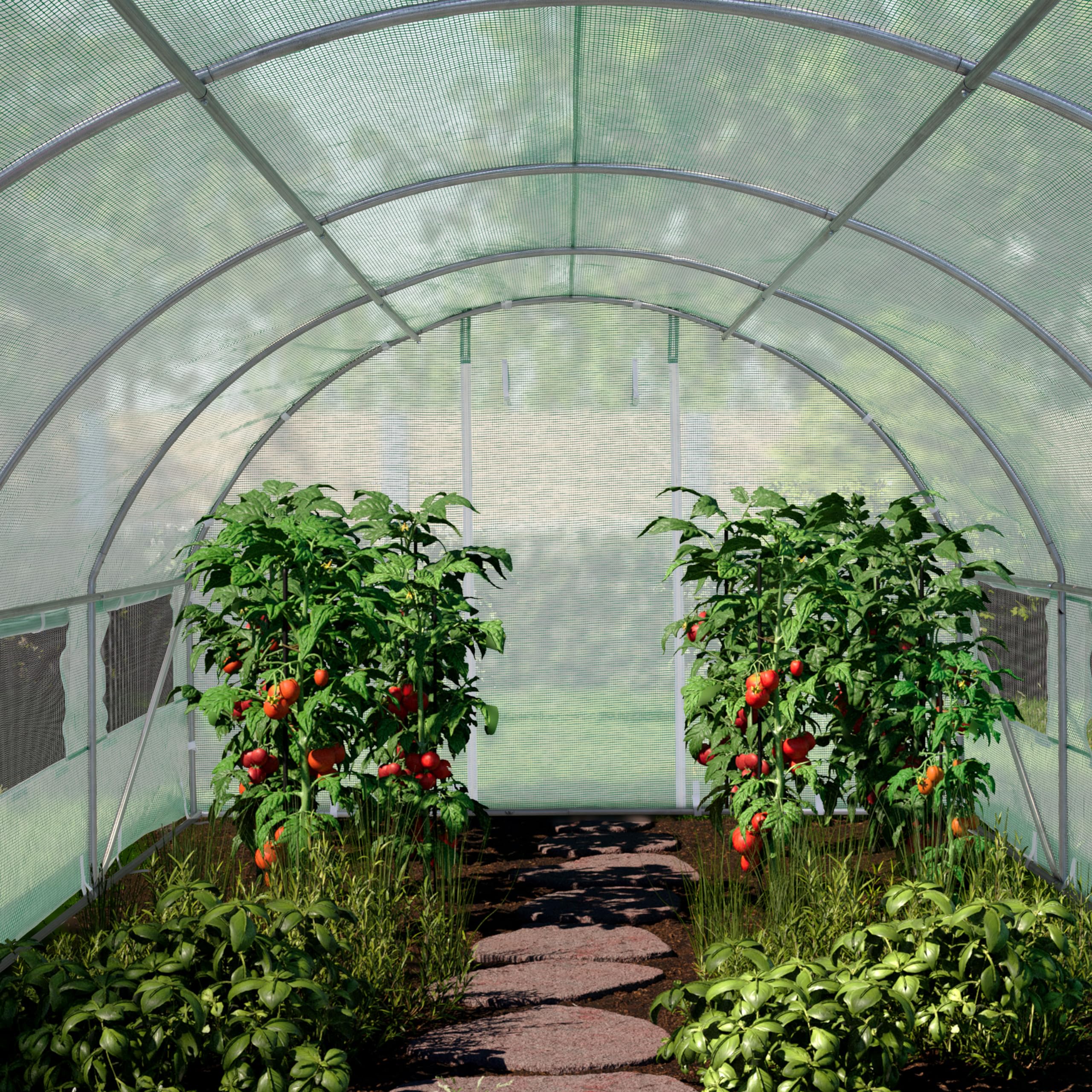 TOOLPORT Invernadero túnel Invernadero Jardín para Plantas con Ventanas 4x10m - Lona de PE 180g/m² Verde Transparent