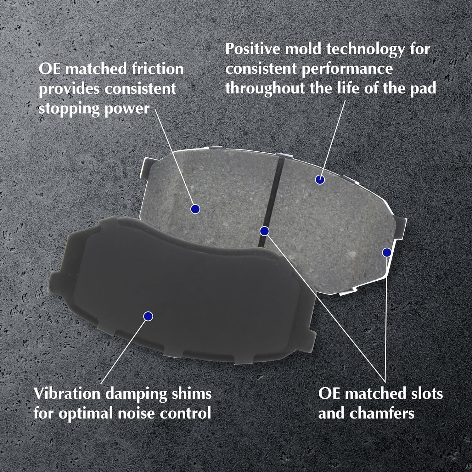 Centric 103.11250 C-Tek Ceramic Automotive Front Brake Pads for Select Buick, Cadillac, Chevrolet, GMC, Model Years