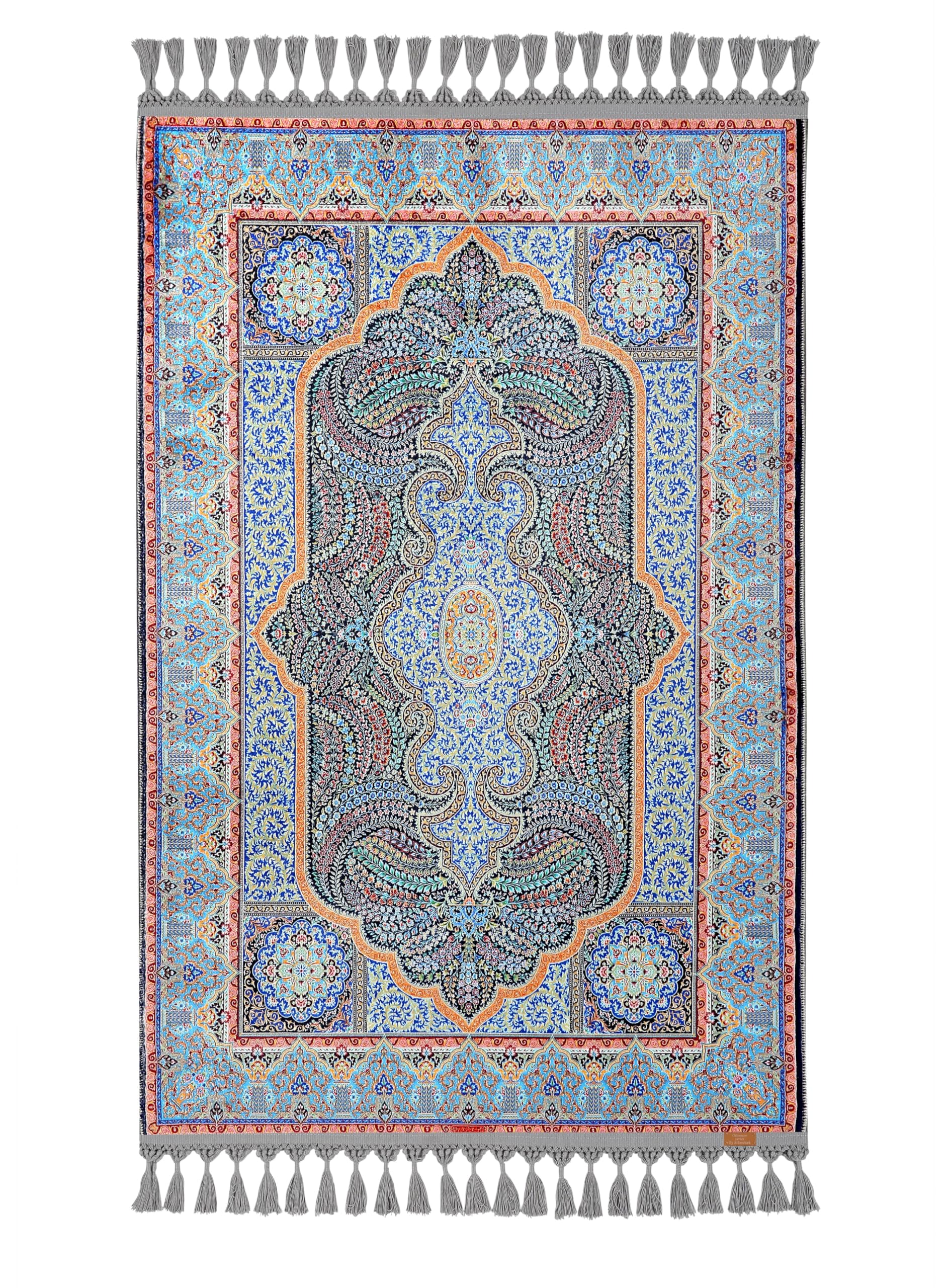 Tapis de prière turc bleu et gris allmode homestyle