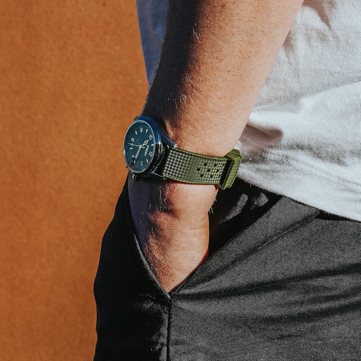 BARTON WATCH BANDS, 21mm Army Green - Tropical-Style 2 Watch Bands - Quick Release - Choose Strap Color & Width - Image 2