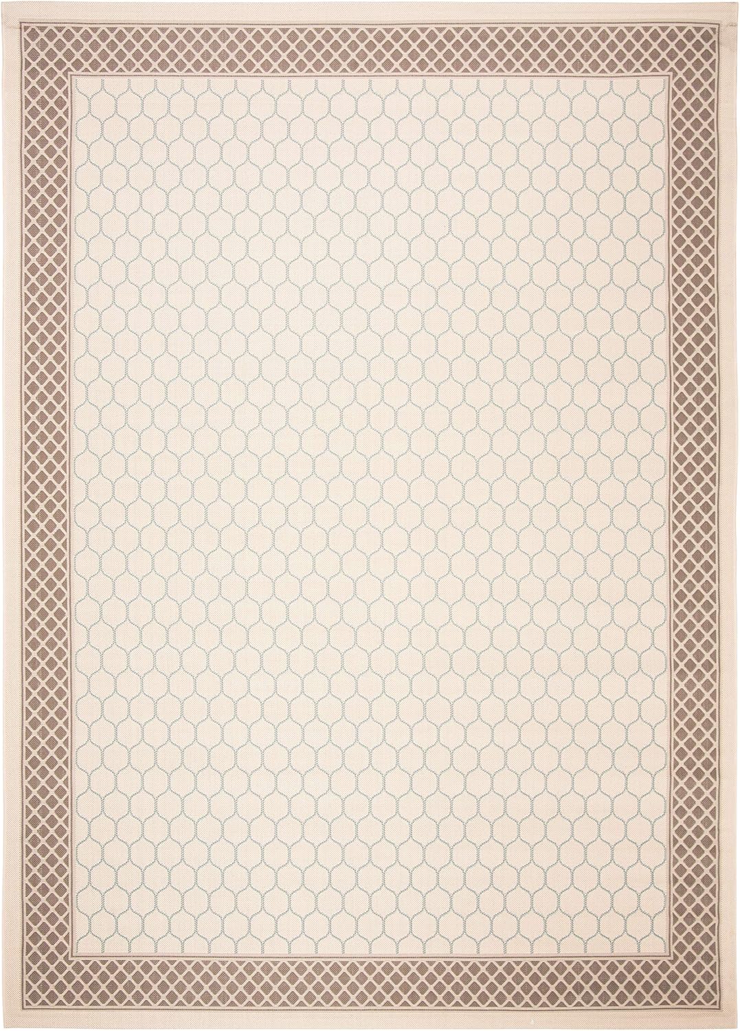 SAFAVIEH Courtyard Collection 6'7" x 9'6" Beige / Dark Beige CY7933 Indoor/ Outdoor Waterproof Easy Cleaning Patio Backyard Mudroom Area Rug