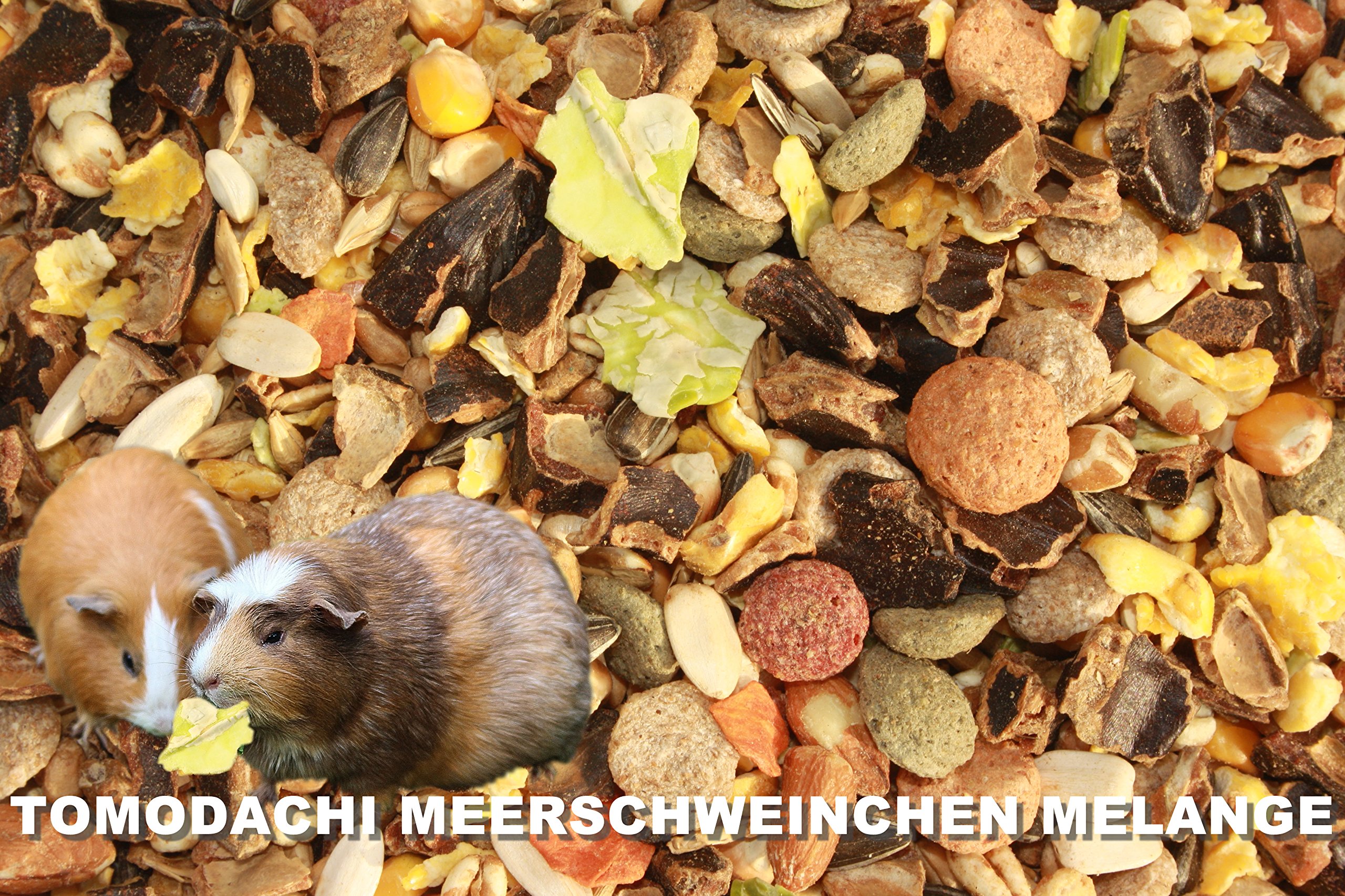 Tomodachi Meerschweinchenfutter pelletfrei Hauptmahlzeit Gemüsemix Alleinfutter Müsli Meerschwein Möhrenflocken Erbsenflocken Getreide Nüsse Kräuter 15kg