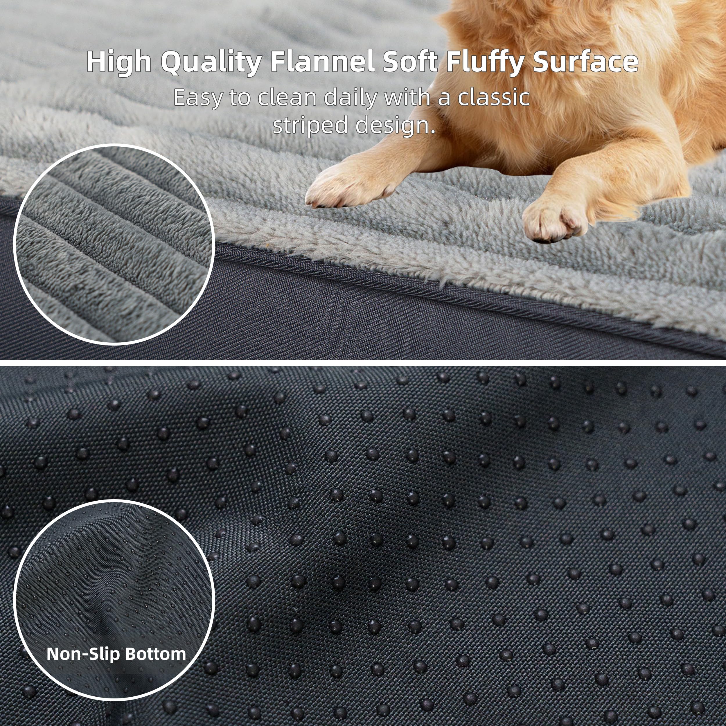 Dog Bed Extra Large Sized Dogs, Orthopedic XL Dog Beds with Removable Washable Cover, Waterproof Indestructible Big Dogs Bed with Anti-Slip Bottom, Egg Crate Memory Foam Pad, 41"x27"x3.5", Grey - image 4