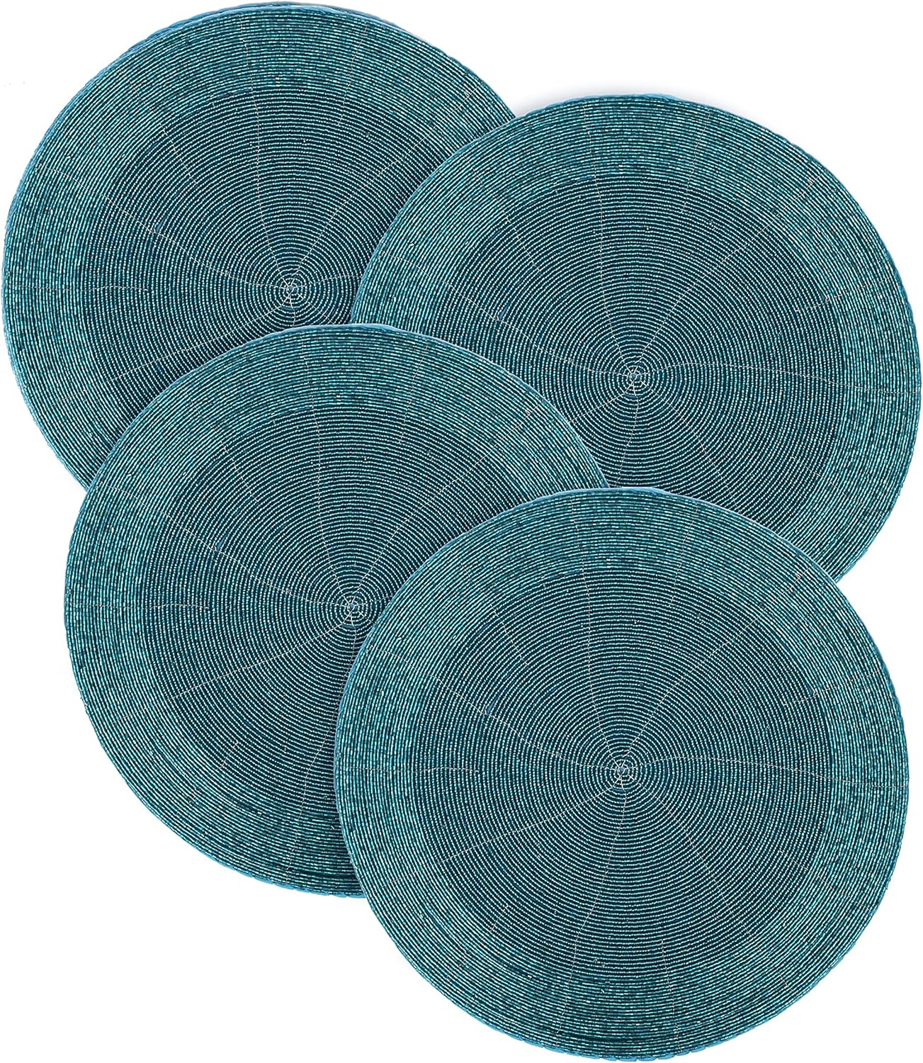 RIANGI Beaded Round Placemats Set of 4 Rustic Placemats for