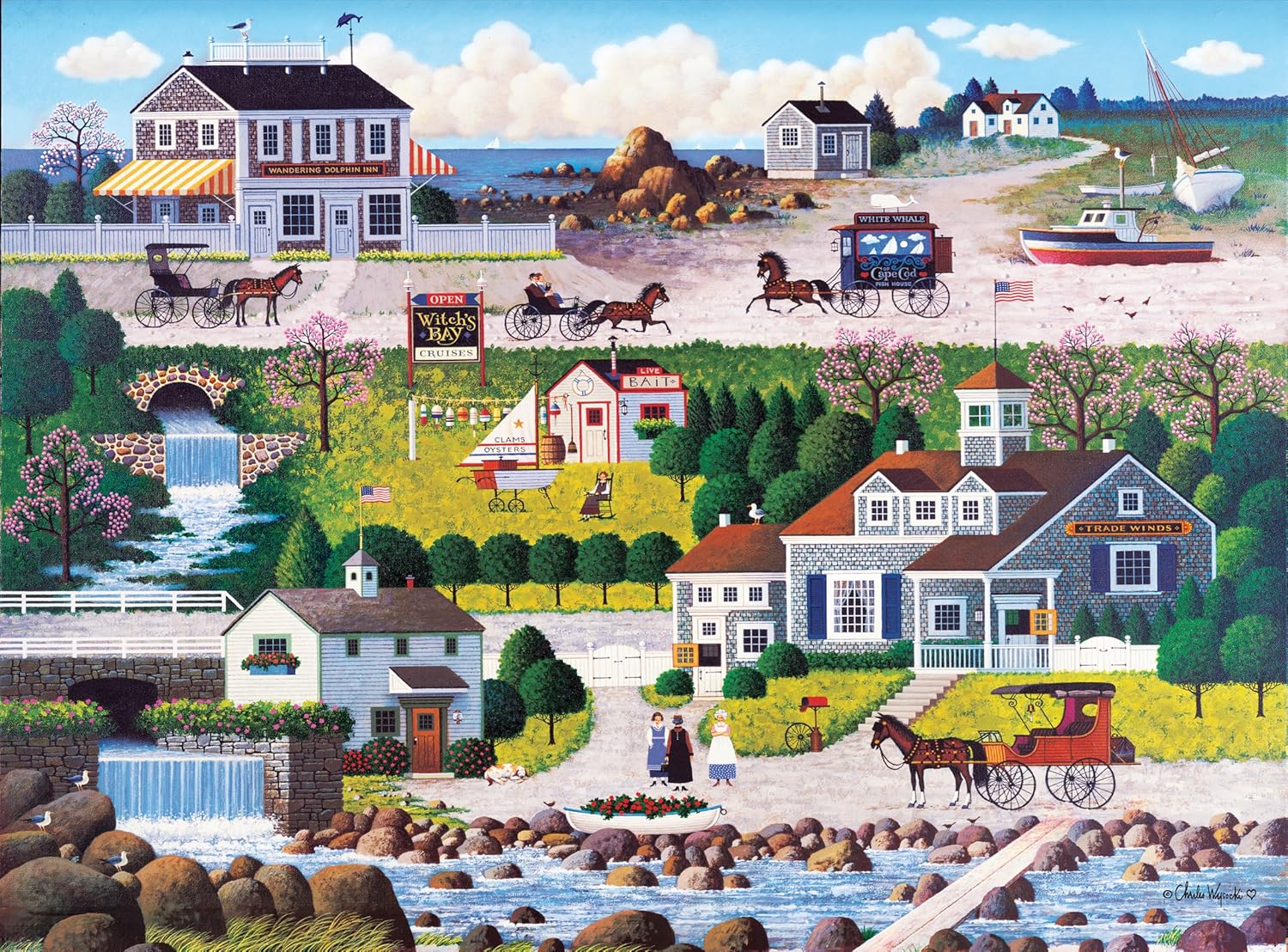 Buffalo Games – Charles Wysocki - Cricket Hawk Habor - Siver Select 1000 Piece Jigsaw Puzzle - Colorful Puzzles for Adults – Precision-Cut Pieces