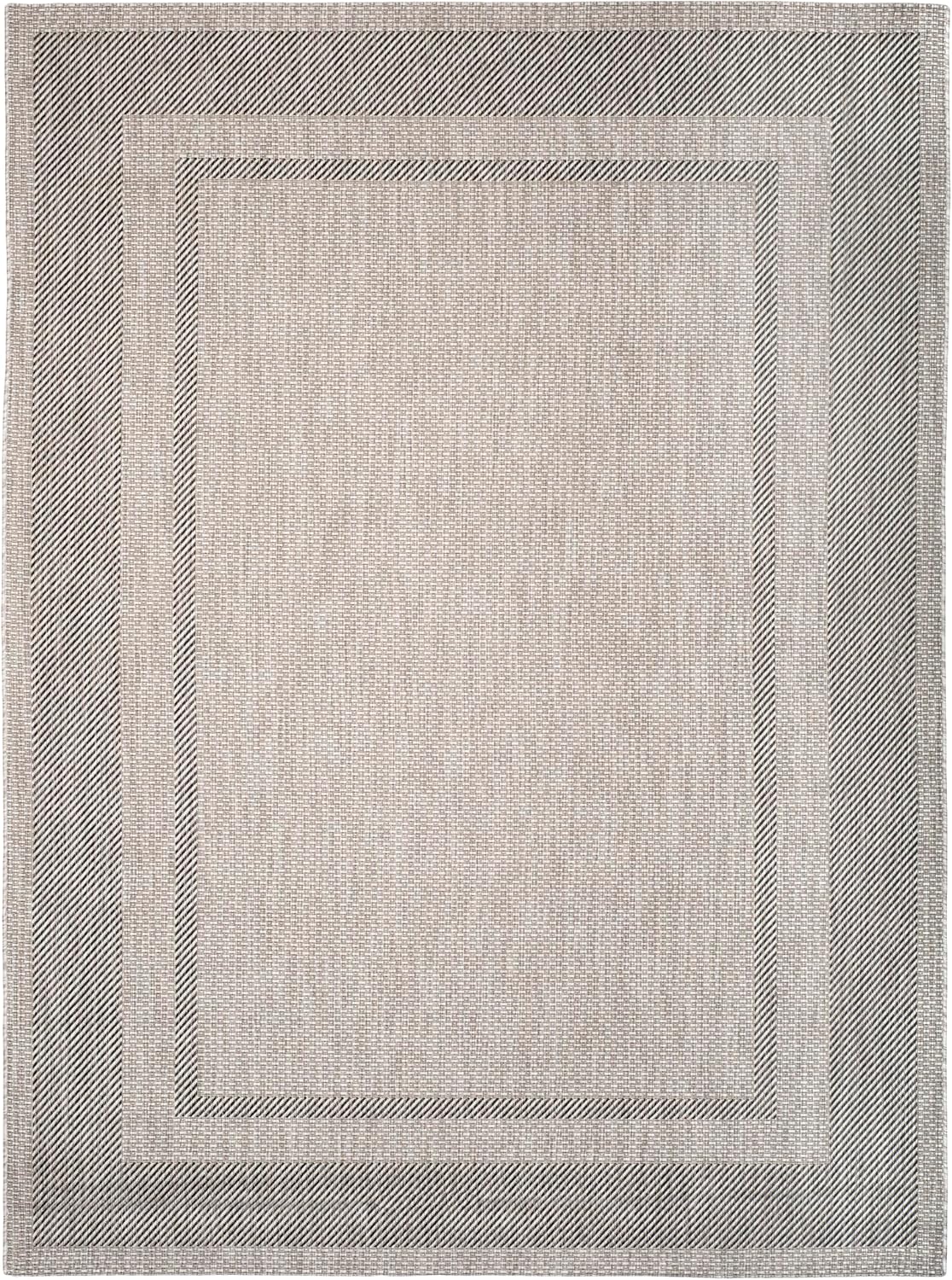 SAFAVIEH Courtyard Collection 4' x 5'7" Beige/Black CY8477 Indoor/ Outdoor Waterproof Easy-Cleaning Patio Backyard Mudroom Accent-Rug