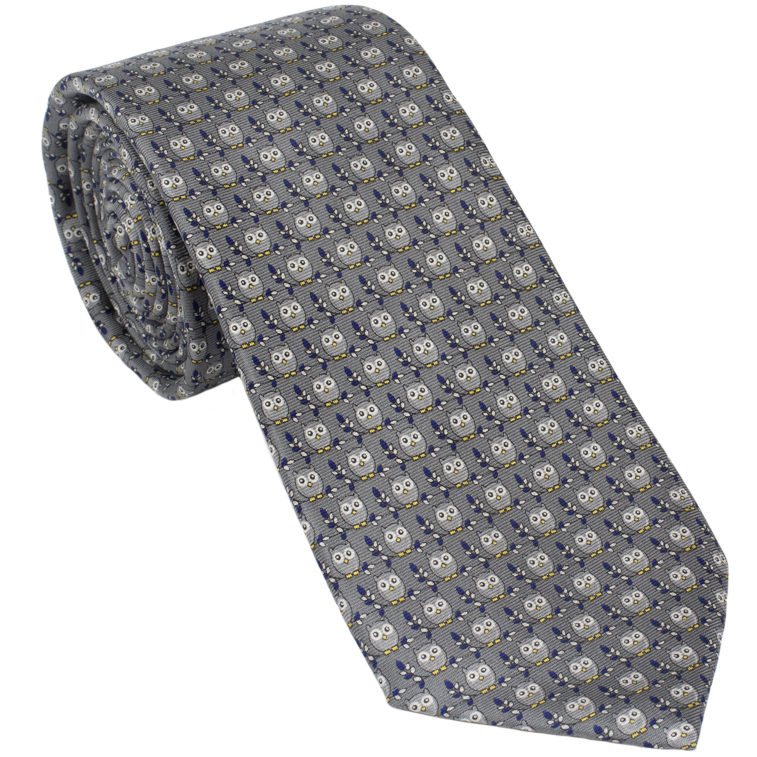 Sebastien Grey Owl Series Seven Fold Ties 100% Silk