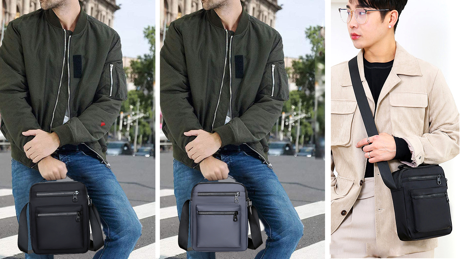 Borsello Uomo Tracolla Impermeabile - Borsa Messenger Sportiva Per Lavoro, Scuola E Viaggi - Foto 3