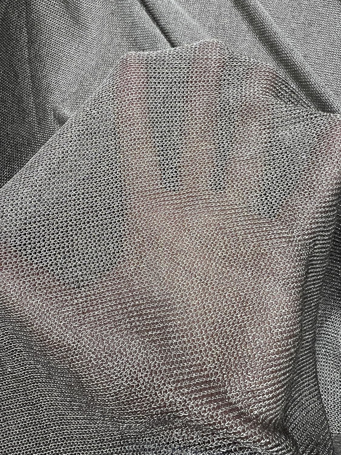Stretch Metallic Titanium Chainmail Fabric by The Yard, 60" Wide, Sheer, 2-Way Stretch, Club Wear, Dance Wear, Costume