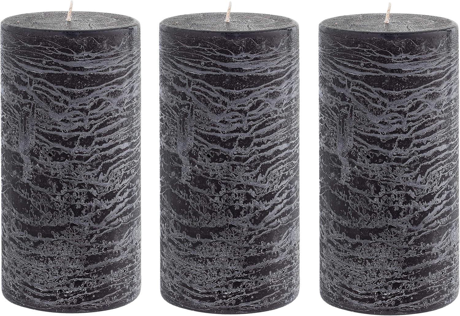 Unscented 3x6 Tall Pillar Candles – Set of 3 Hand Poured Wax Candles | Smokeless, Clean Burning Décor for Home, Weddings, Church, Events | Black: Home Improvement