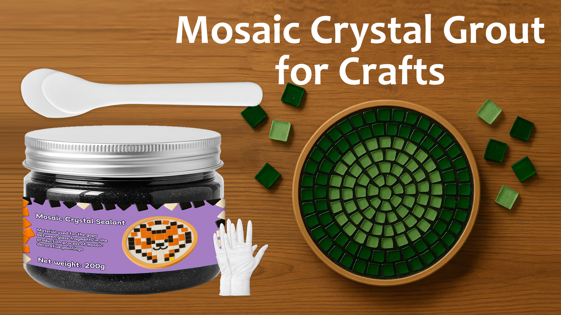 Image of 1DFAUL 200g Mosaic Crystal Grout for Crafts, Direct caulking (Black)