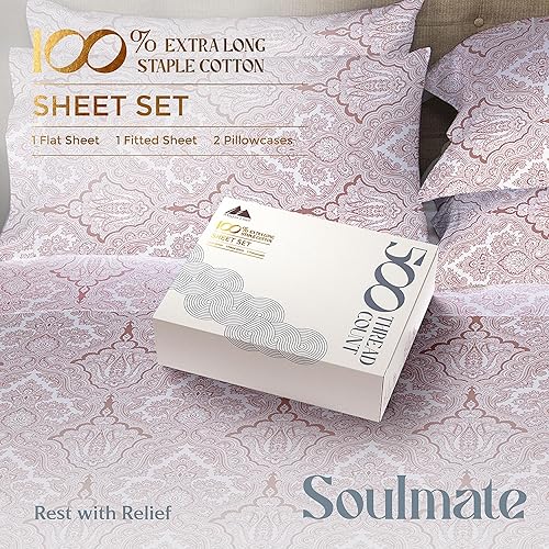 Miniatura 144 de Mayfair Linen Juego de sábanas de 100 % algodón a rayas, tamaño individual, sábanas de damasco de 500 hilos, tamaño individual, juego de 3 piezas