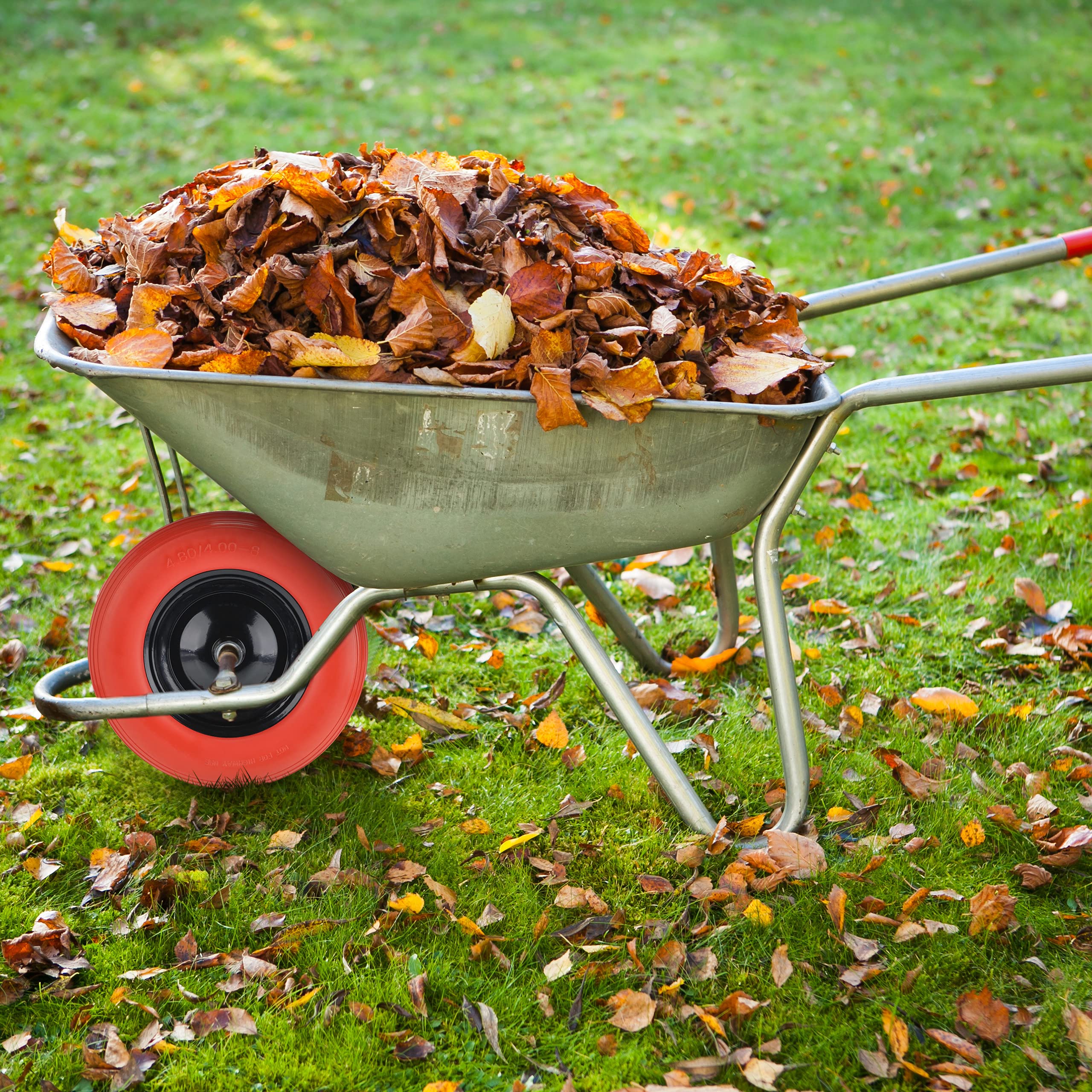 Relaxdays Wheelbarrow Tyre, 4.80 4.00-8, Solid Rubber Spare Wheel Steel Rim Puncture Proof Up To 120 Kg Greenblack - View #2