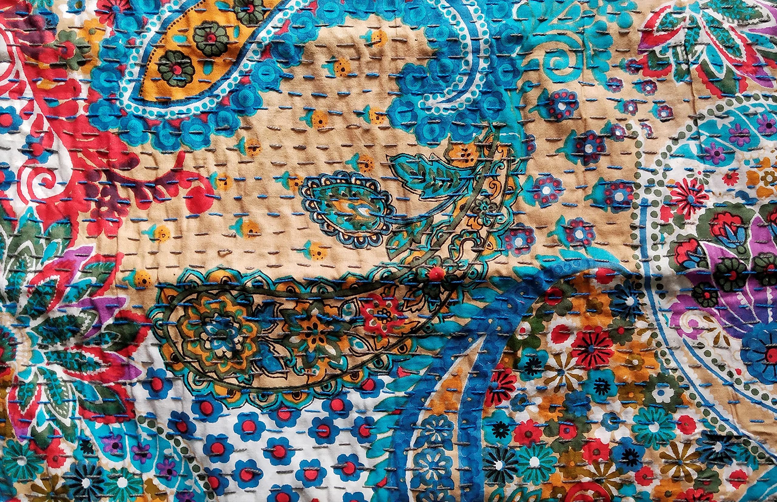 Bhagyashri Fashions Indian Handmade Grey Frida Kahlo Print Fabric Kantha Quilt Twin Tribal Bed Cover Reversible Bedspread Blanket Picnic Throw Fl Bhagyashri Borse