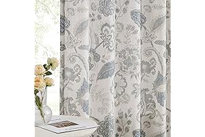 Kayne Studio Backtab Rod Pocket Jacobean Floral Semi Sheer Curtains for Print Living Room
