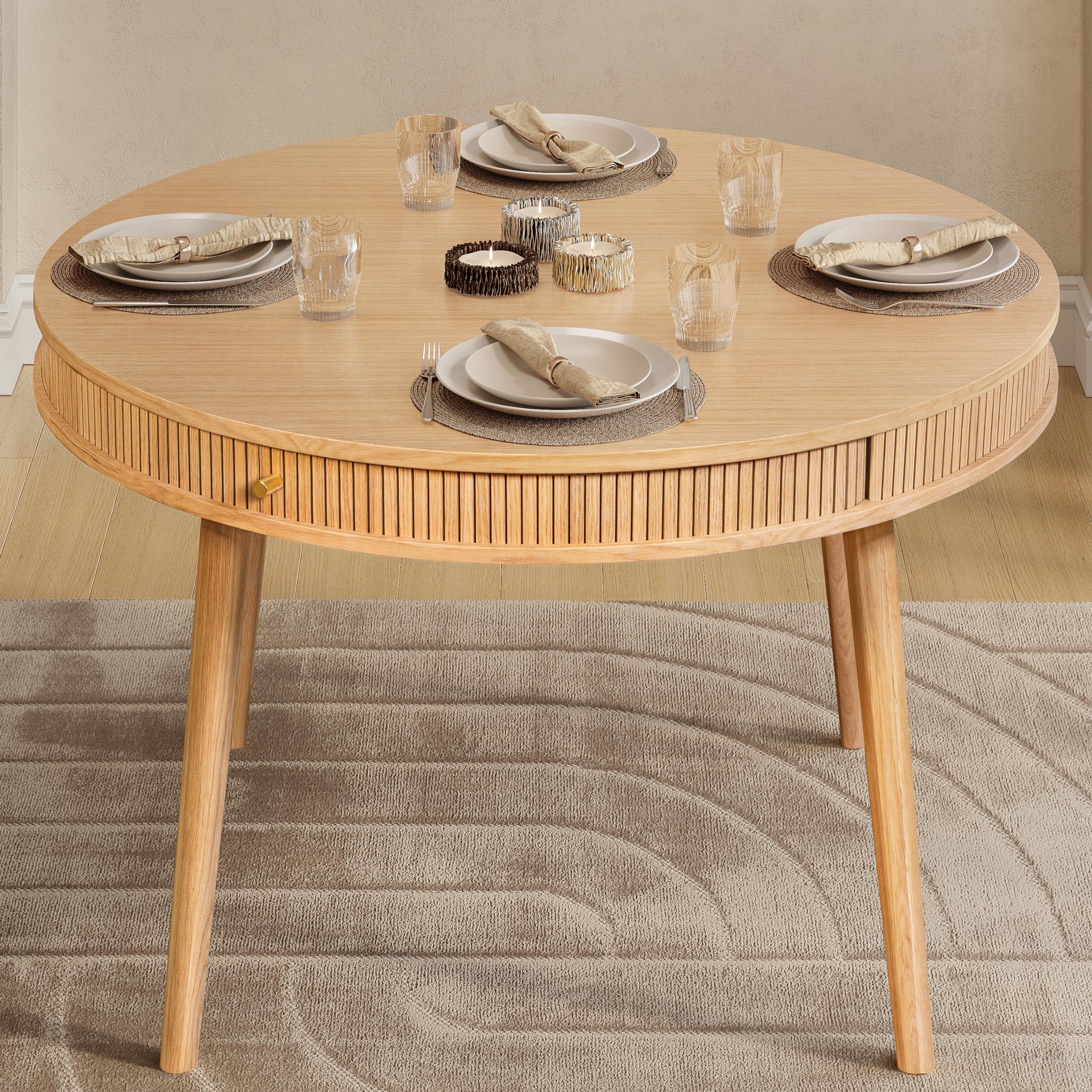 Photo 1 of WERMO 47" Round Dining Table with Storage