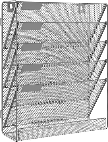 Miniatura 7 de Superbpag Organizador de archivos de pared colgante de 5 niveles, organizador de papel de escritorio, soporte de malla para archivos, requiere