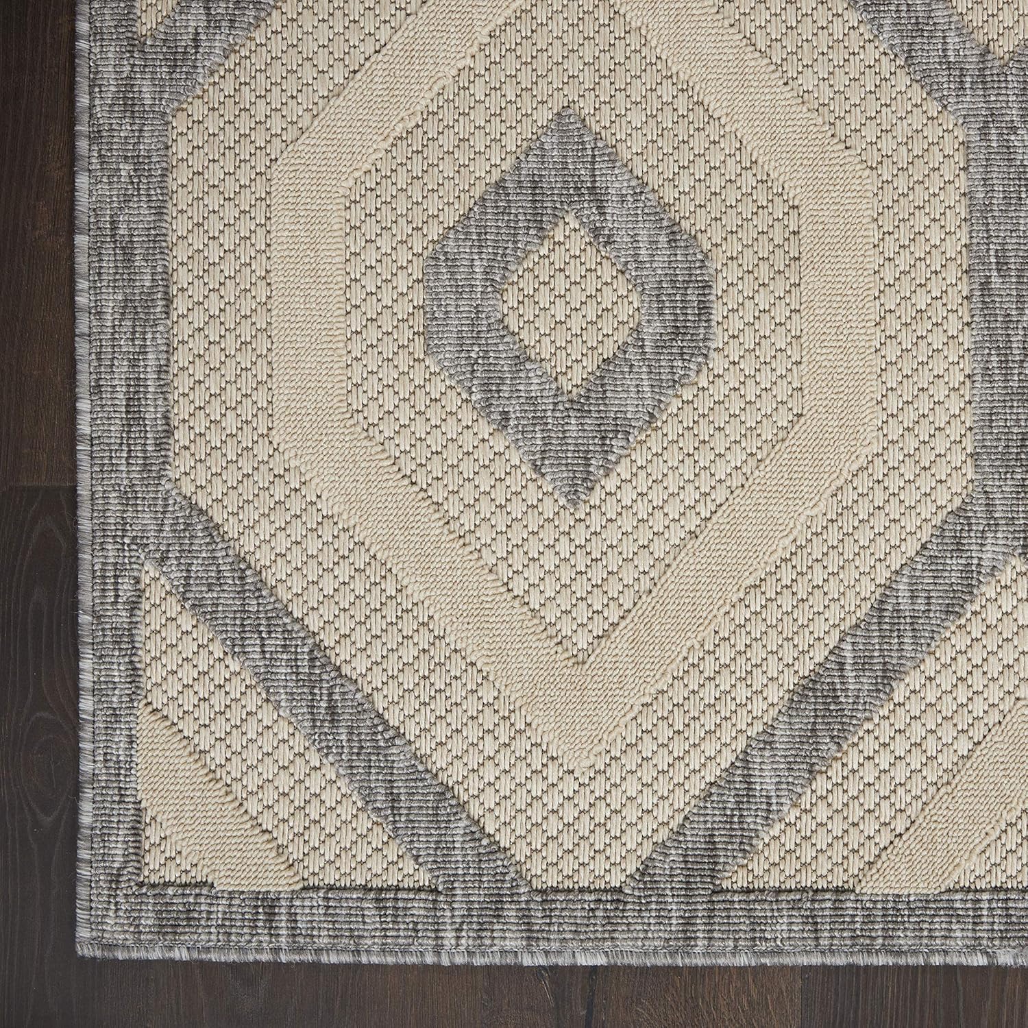 Nourison Home Palamos Indoor-Outdoor Cream 2'2" x 7'6" Area Rug, Easy Clean, Non Shedding, Bed Room, Living Room, Dining Room, Backyard, Deck, Patio (2x8)