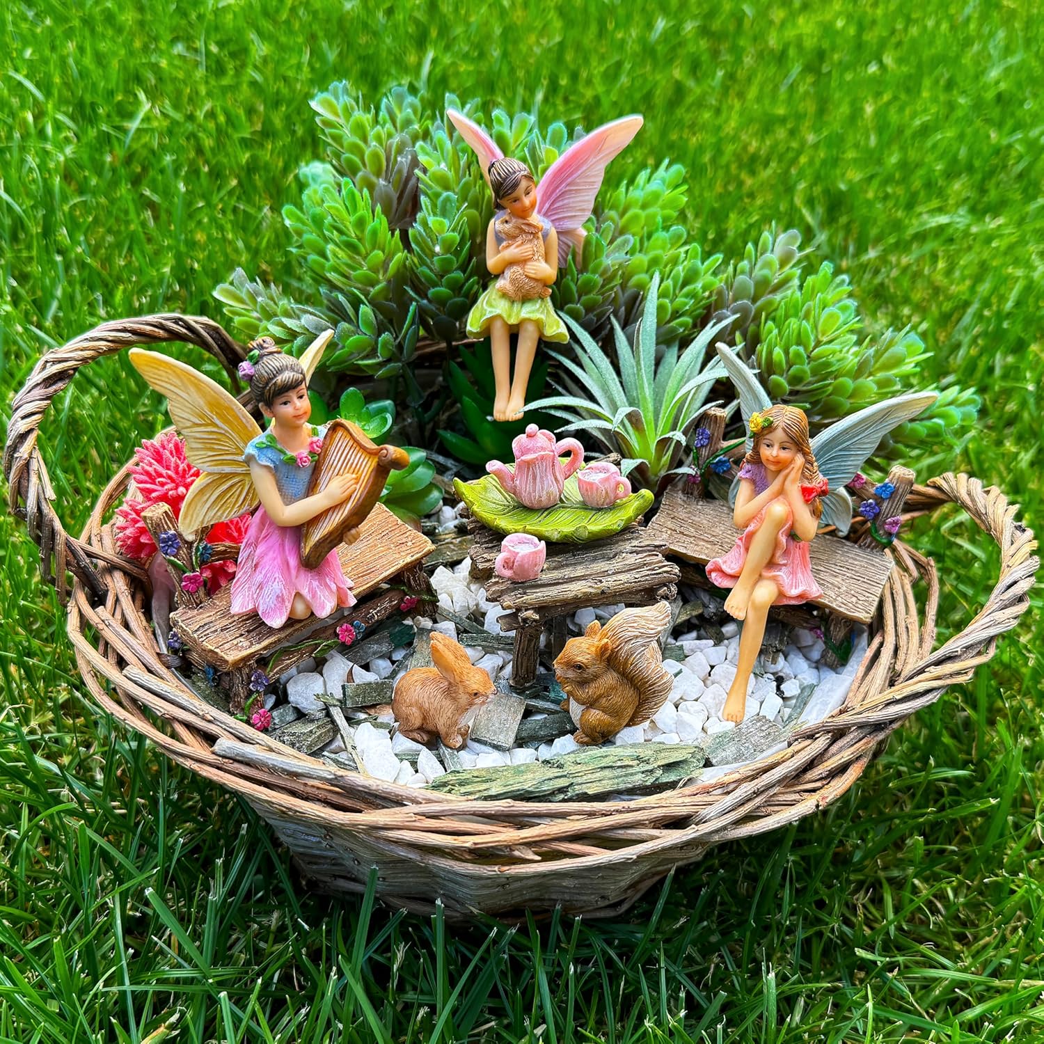 Mood Lab Fairy Garden - Miniature Figurines & Accessories Starter Kit - Fairy Garden Set of 12 pcs - Outdoor or House Decor - Image 4