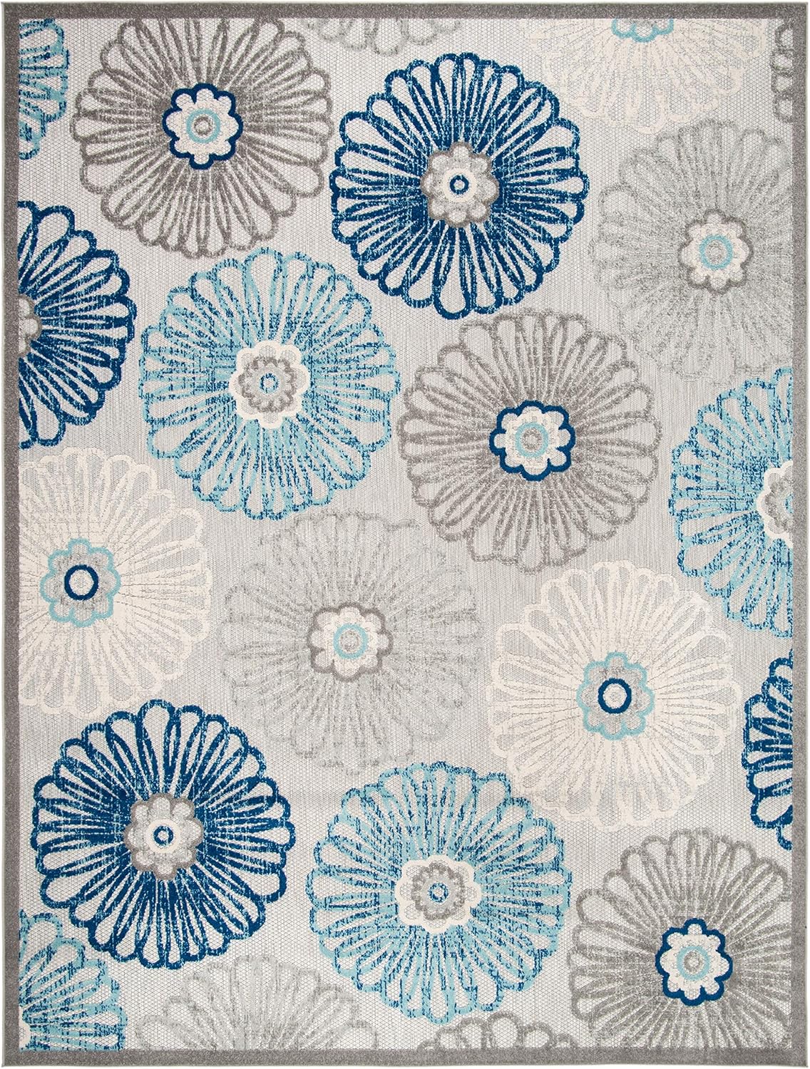 SAFAVIEH Washable Rug Outdoor Cabana Collection - 8' x 10', Grey & Blue, Non-Shedding & Easy to Clean, Ideal for Patio, Backyard, Mudroom (CBN801F)