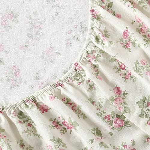 Vista 198 de Laura Ashley - Juego de sábanas de tamaño individual, juego de ropa de cama de franela de algodón, cepillado para mayor suavidad y comodidad