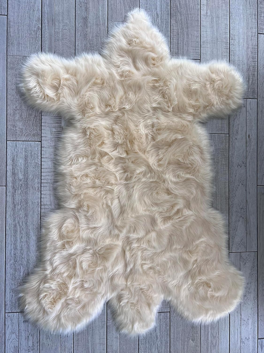 LAMBZY Bear Skin Rug Super Soft Fluffy Faux Fur for Bedroom Floor Sofa Living Room High-Density Plush Shaggy Carpet Sofa Cover Bedside Sheepskin Rug (6'x9', Cream)