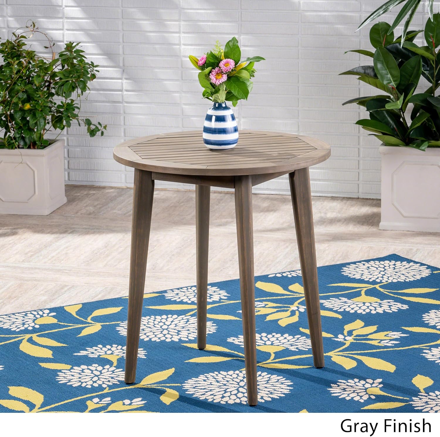 Christopher Knight Home 304995 Fitch Outdoor Round Acacia Wood Bistro Table, Gray Finish : Patio, Lawn & Garden